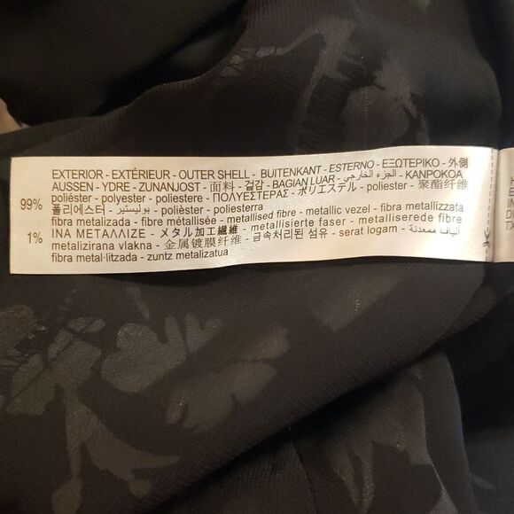 Zara Black & White Mini Floral Long Sleeve Sheen Ruffle V-Neck Dress Size XS NWT - Picture 5 of 5